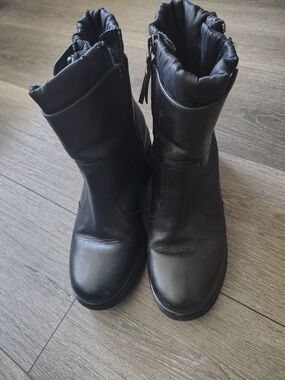 Geox Respira  Women's Black Leather Combat Boots with Side Zip Size 37